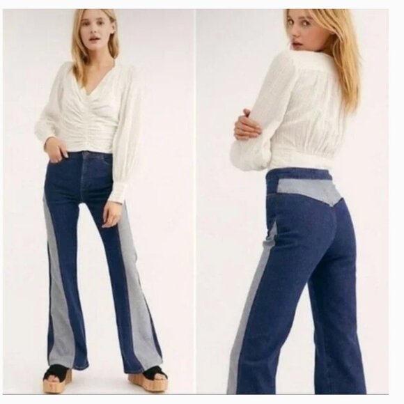 Free People We the Free Flip It and Reverse It Flare Retro Jeans Size 25 - Picture 1 of 16